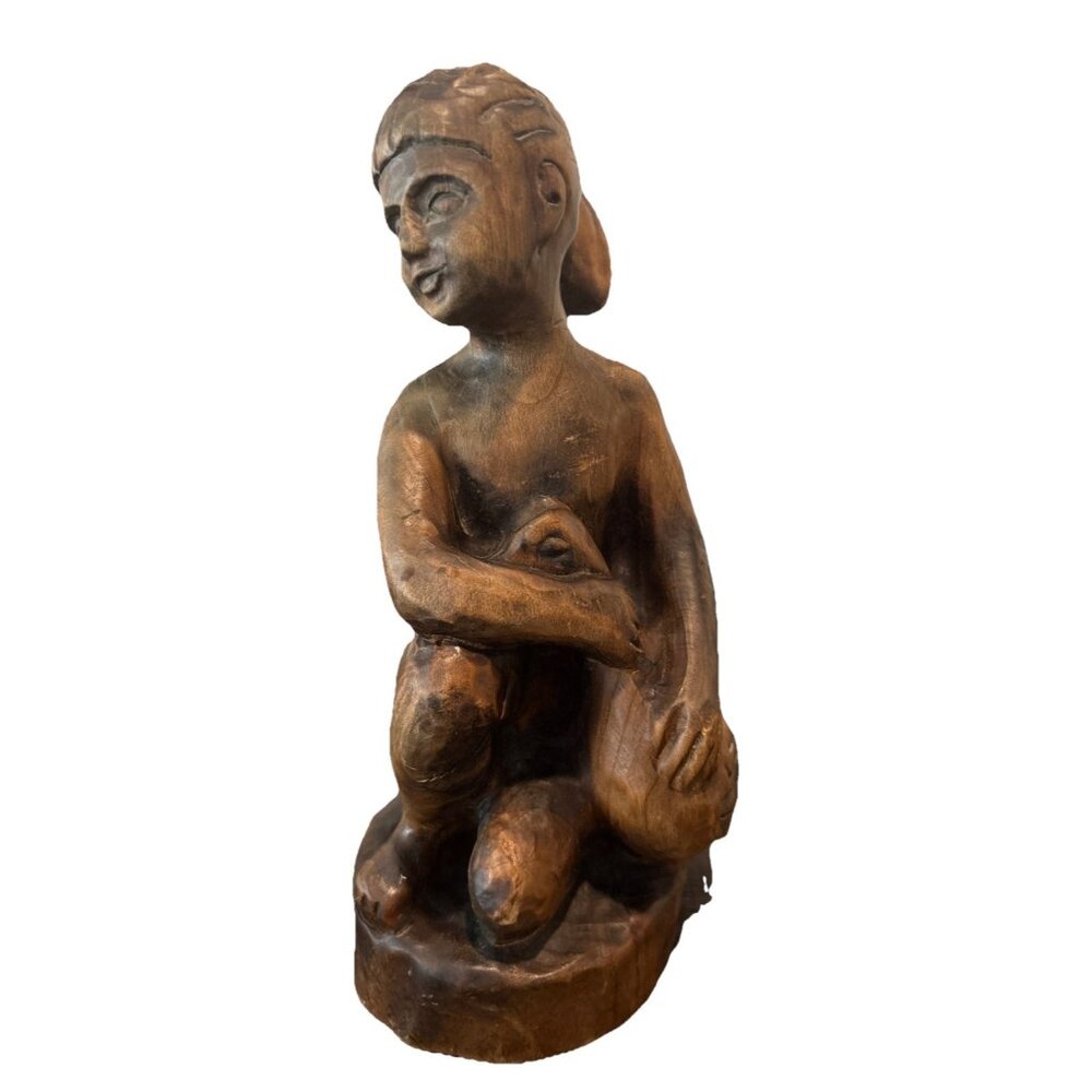 Vintage MCM Handmade Clay Sculpture “Nude Women w/Duck”